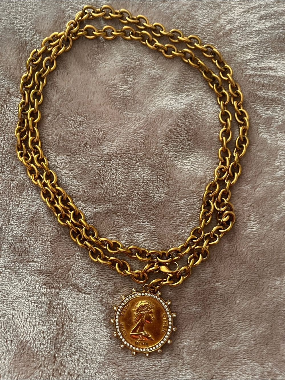 Gold-Tone Coin Pendant Layered Chain Necklace